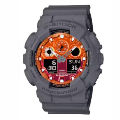 Casio G-Shock Flame Inside Series GA-100FL-8A Grey Resin Band Men Sport Watch